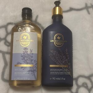 🌿 Bath & Body Works Aromatherapy Lavender Vanilla Body Wash & Lotion Set 🌙💜